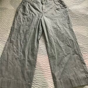 Wide Leg Cotton Pants in blue/white